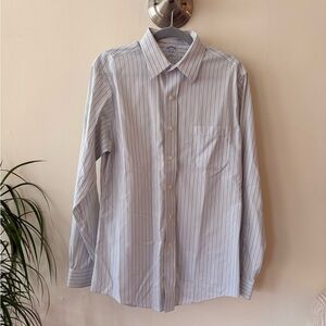 Brooks Brothers White and Gray Striped Dress Shirt